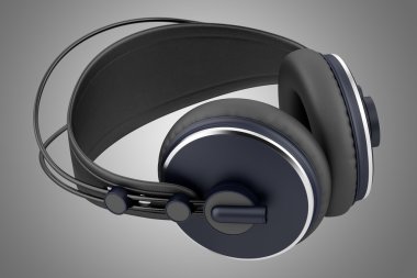 izole gri arka plan üzerinde siyah kablosuz kulaklık