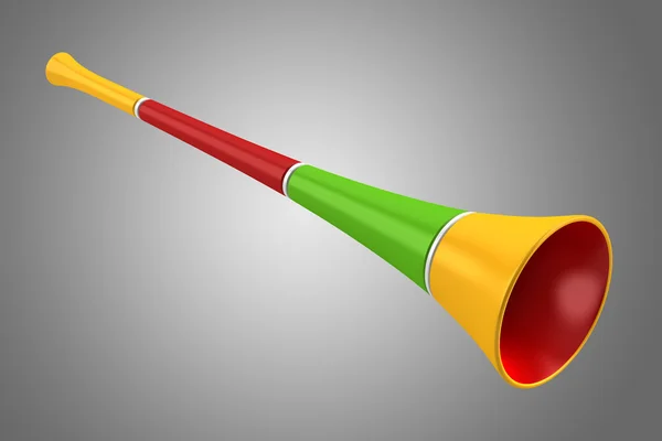 Multicolored party horn isolated on gray background — Stock Photo, Image