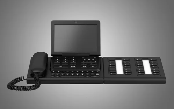 Modernes Schreibtischtelefon isoliert auf grauem Hintergrund — Stockfoto