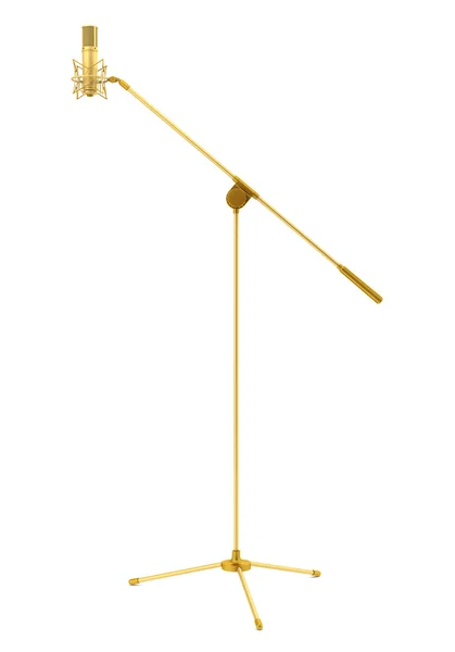 Zlaté studiový mikrofon izolovaných na bílém pozadí — Stock fotografie