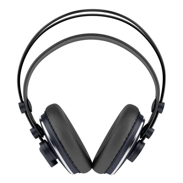 Black wireless headphones isolated on white background — Stock Photo, Image