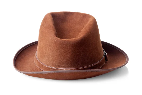 Sombrero de fieltro masculino marrón aislado sobre fondo blanco — Foto de Stock