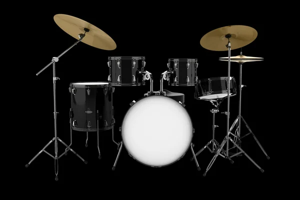 Zwarte drumset geïsoleerd op zwarte achtergrond — Stockfoto