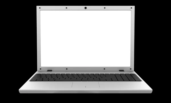 3d modern gray laptop isolated on black background — Stock Photo, Image