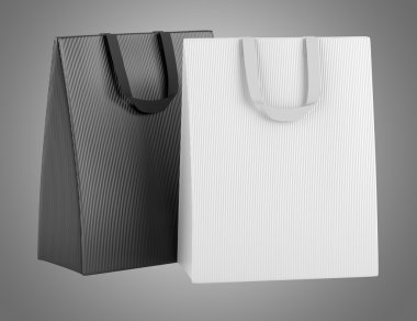 iki gri arka plan üzerinde izole çanta boş