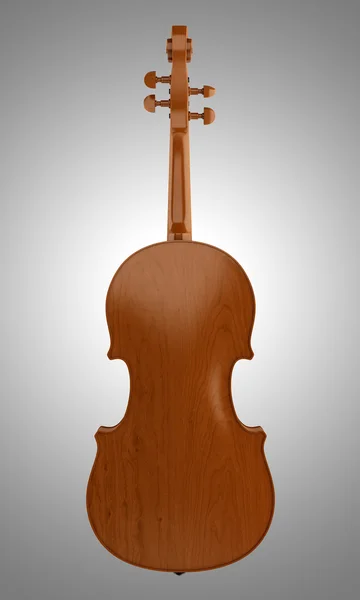 Задний вид коричневой скрипки на сером фоне — стоковое фото
