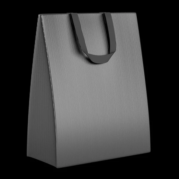 Único saco de compras cinza em branco isolado no fundo preto — Fotografia de Stock