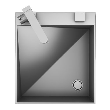 modern metal üstten görünüm lavabo üzerinde izole beyaz arka plan