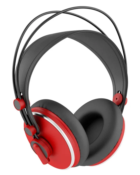 Röda och svarta trådlösa hörlurar isolerad på vit bakgrund — Stockfoto