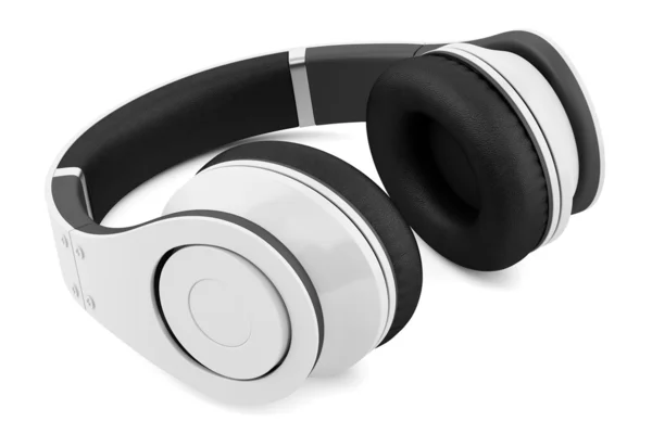 Bílá a Černá Bezdrátová sluchátka izolovaných na bílém pozadí — Stock fotografie
