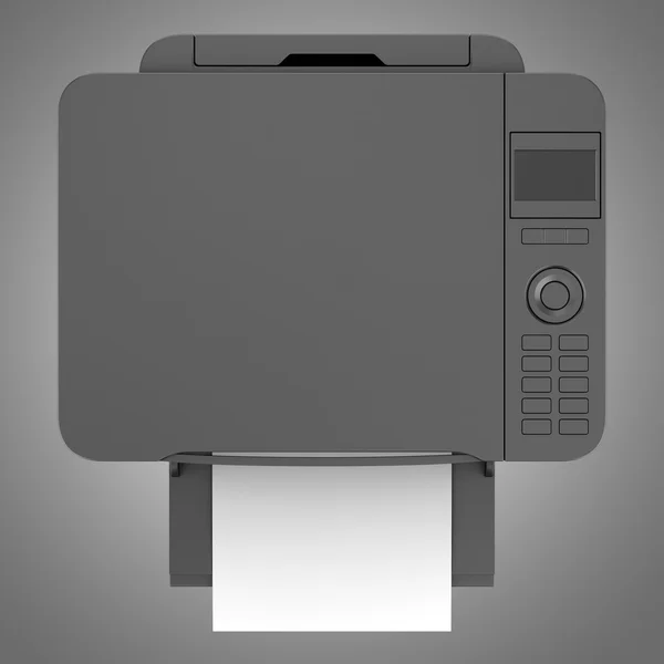 Bovenaanzicht van moderne zwarte kantoor multifunctionele printer geïsoleerde o — Stockfoto