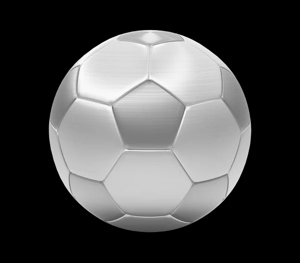 孤立在黑色背景上的银色足球球 — 图库照片