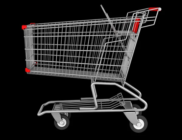 Empty shopping cart isolated on black background — Stock Photo, Image