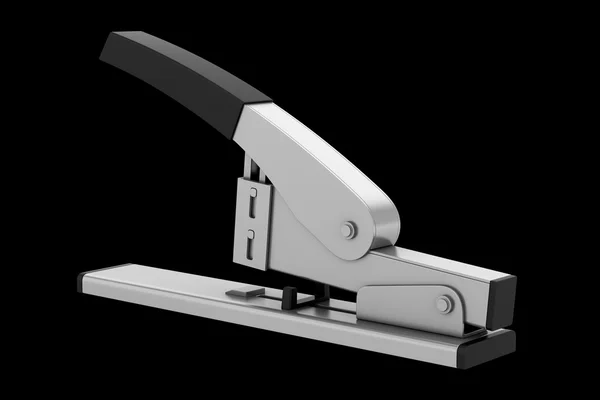 Metallic stapler isolated on black background — Stock Photo, Image
