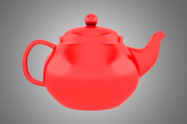gri arka plan üzerinde izole kırmızı çaydanlık