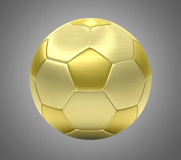 Gri arka plan üzerinde izole altın futbol topu — Stok fotoğraf