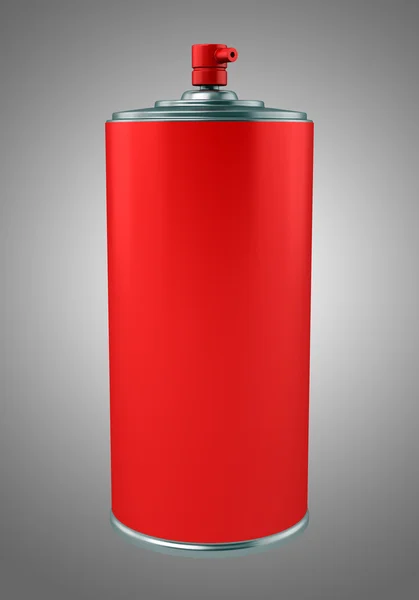 Red paint spray can isolated on gray background — Stock Photo, Image