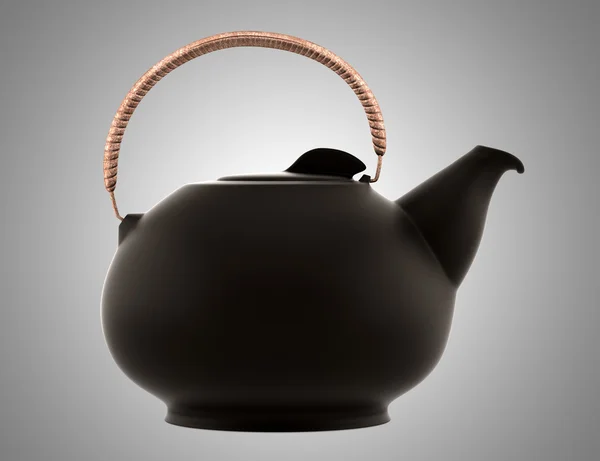 Ceramic japanese teapot isolated on gray background — Stock Photo, Image