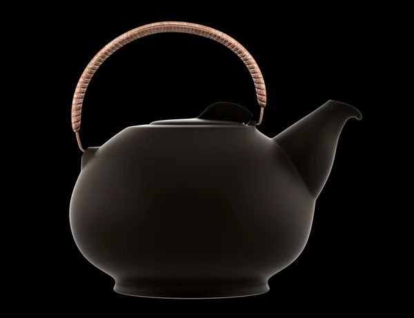 Ceramic japanese teapot isolated on black background — Stock Photo, Image