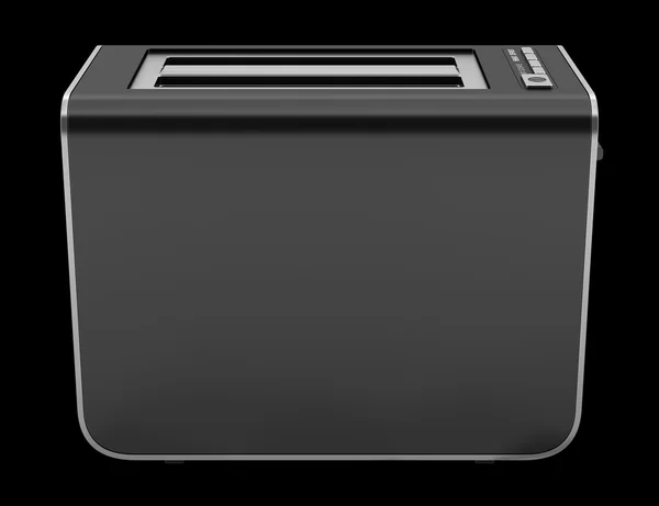 검은 배경에 고립 된 현대 블랙 토스터기 — 스톡 사진