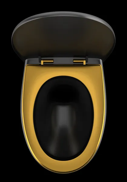 Vista superior do vaso sanitário preto isolado no fundo preto — Fotografia de Stock
