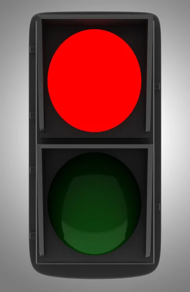 회색 배경에 고립 된 빨간 신호등 — 스톡 사진