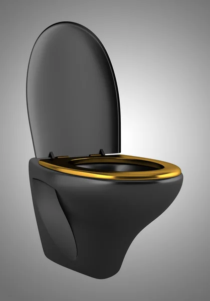 Black toilet bowl isolated on gray background — Stock Photo, Image