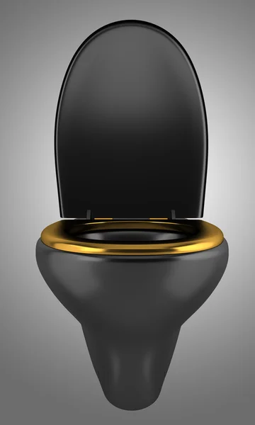 Black toilet bowl isolated on gray background — Stock Photo, Image