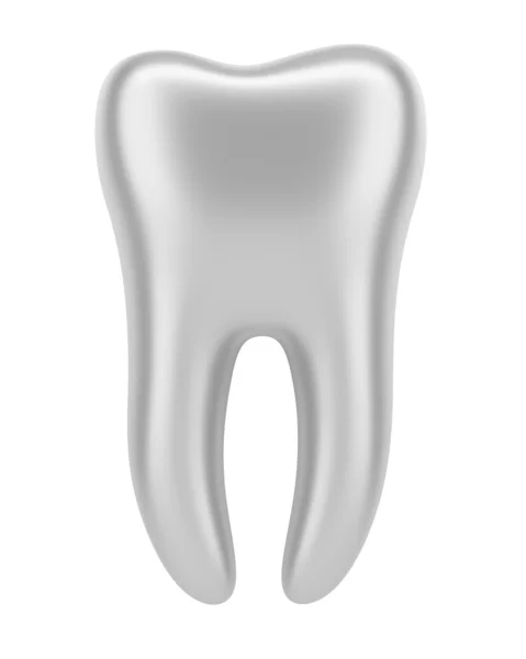 3D silver mänsklig tand isolerad på vit bakgrund — Stockfoto