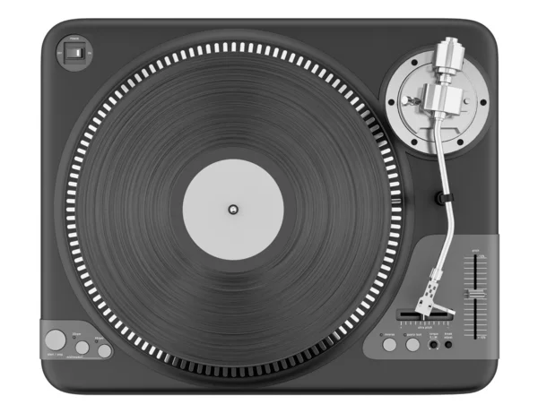 Pohled shora černé gramofonu izolovaných na bílém pozadí — Stock fotografie