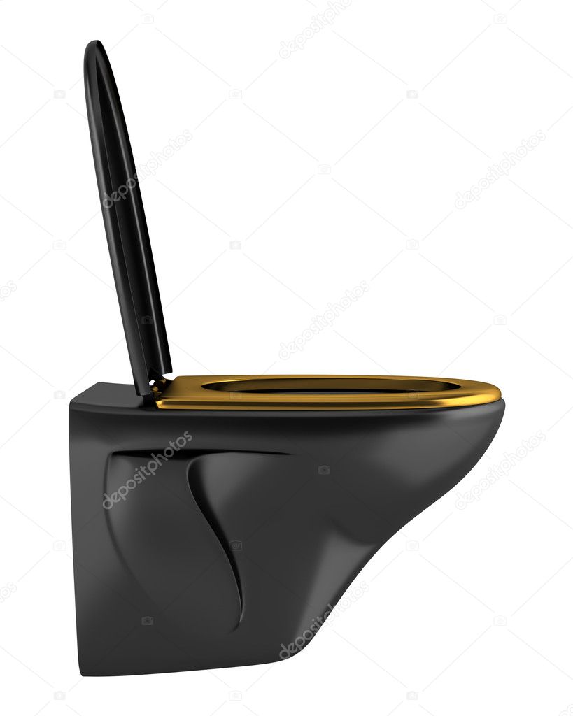 Black toilet bowl isolated on white background — Stock Photo © tiler84