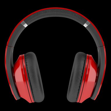 siyah arka plan üzerine izole kırmızı ve siyah kablosuz kulaklık