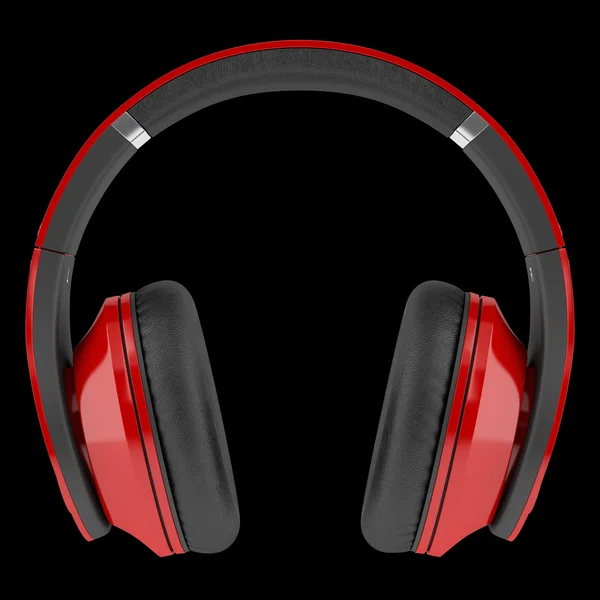 Red and black wireless headphones isolated on black background — Stock Photo, Image