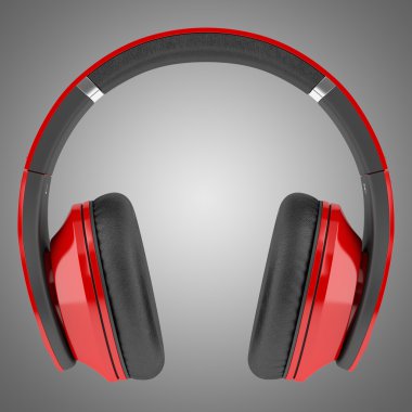 gri arka plan üzerinde izole kırmızı ve siyah kablosuz kulaklık