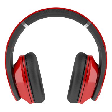 Beyaz arka plan üzerinde izole kırmızı ve siyah kablosuz kulaklık