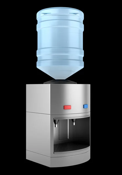 Moderno refrigeratore d'acqua metallico isolato su sfondo nero — Foto Stock