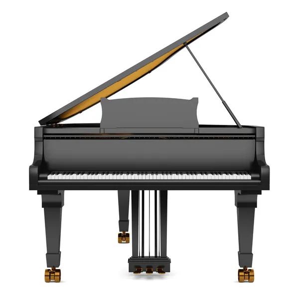 白い背景上に分離されて黒のグランド ピアノ — ストック写真