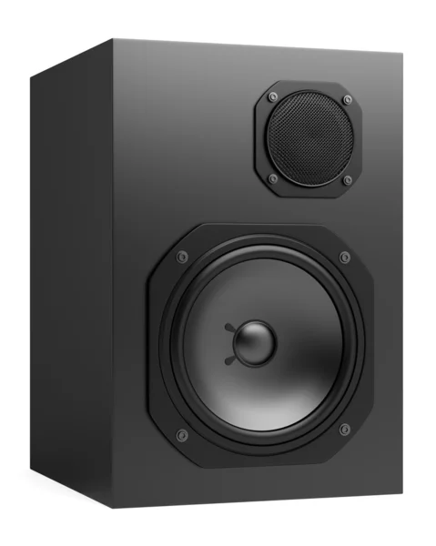 Single black audio speakers isolated on white background — Stock Photo, Image