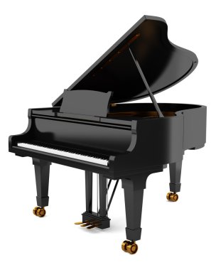 black grand piano isolated on white background clipart