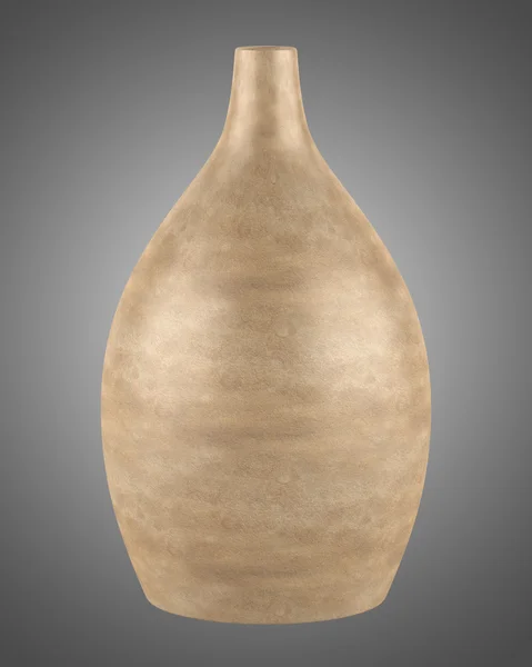 Single brown ceramic vase isolated on gray background — Stock Photo, Image