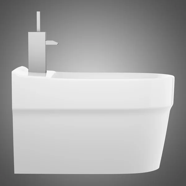 Side view of ceramic bidet isolated on gray background — Stock Photo, Image