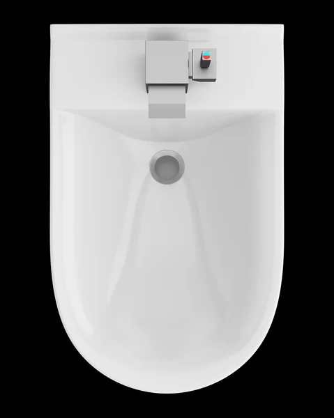 Top view of ceramic bidet isolated on black background — Stock Photo, Image