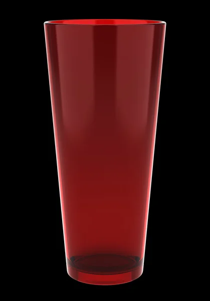 Vaso de vidro vermelho isolado no fundo preto — Fotografia de Stock