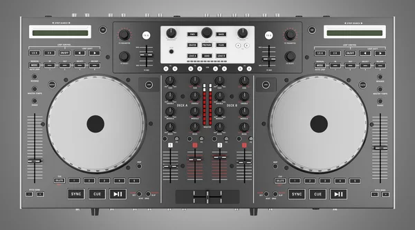 Top view of dj mixer controller isolated on gray background — Stock Photo, Image