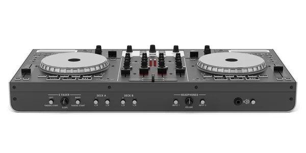 Zwarte dj mixer-controller geïsoleerd op witte achtergrond — Stockfoto