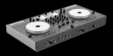 izole siyah arka plan üzerine siyah dj mixer denetleyicisi