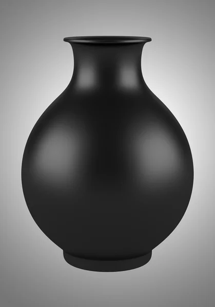 Single black ceramic vase isolated on gray background — Stock Photo, Image