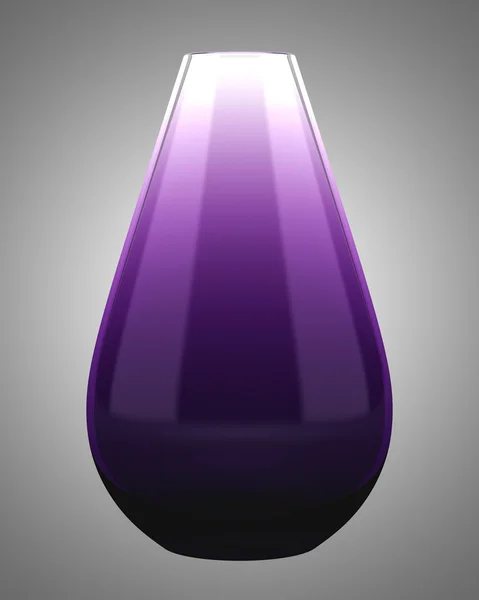 Single purple glass vase isolated on gray background — Stock Photo, Image