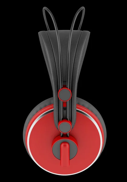 Side view of red and black wireless headphones isolated on black — Stock Photo, Image