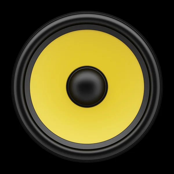 Gele luidspreker geïsoleerd op zwarte achtergrond — Stockfoto